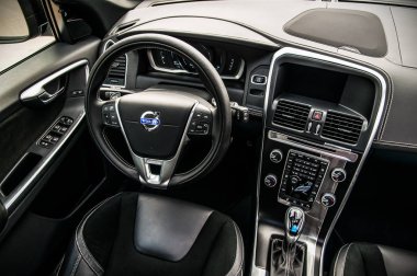 Moskova, Rusya - 20 Mayıs 2017 Volvo Xc60 Polestar, inerior görünümü. Yeni Volvo Xc60 Polestar testi. Bu arabada Awd kompakt crossover Suv. T6 motor.