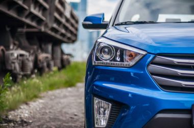 Moskova, Rusya - 25 Haziran 2017 Hyundai Creta / Hyundai ix25, ön görünümü. Yeni Hyundai Creta test / Hyundai ix25. Bu arabada 4wd kompakt crossover Suv. 2.0