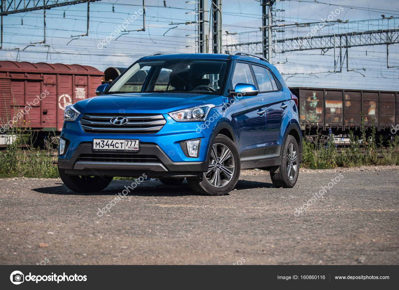 МОСКВА РОССИЯ - 25 июня 2017 года Hyundai Creta  Hyundai ix25 вид  спереди Тест нового Hyundai Creta  Hyundai ix25 Это полноприводный  компактный кроссовер SUV 20  Стоковое редакционное фото   Po6bI4yandexru 160860116