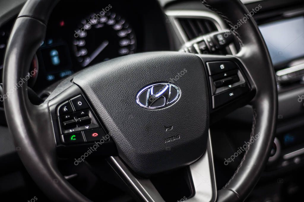 MOSCOW, RUSSIA - JUNE 25, 2017 Hyundai Creta / Hyundai ix25, interior view. Test of new Hyundai Creta / Hyundai ix25. This car is 4WD compact crossover SUV. 2.0