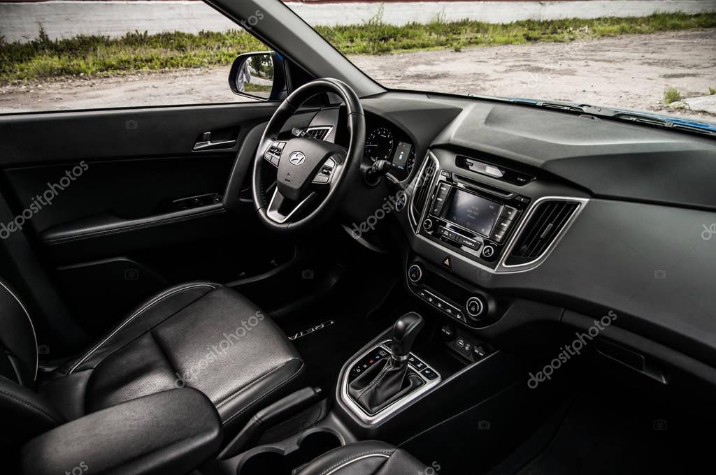 MOSCOW, RUSSIA - JUNE 25, 2017 Hyundai Creta / Hyundai ix25, interior view. Test of new Hyundai Creta / Hyundai ix25. This car is 4WD compact crossover SUV. 2.0