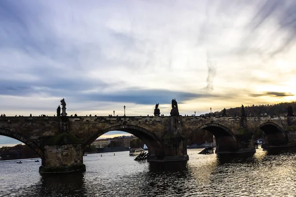 Amazing Bridge Vltava River Prague Autumn Prague Czech Republic Europe — Stock Photo, Image