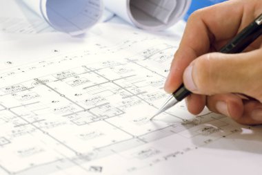 Mühendislik diyagramı blueprint kağıt çizim proje kroki kemer