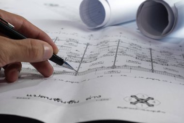 Mühendislik diyagramı blueprint kağıt çizim proje kroki kemer