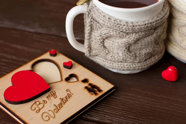 Valentine card, heart, cup of coffee, love concept