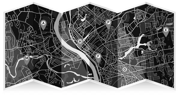 Arte Digital Mapa Cidade — Vetor de Stock