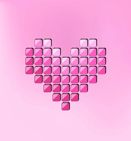 Corazón rosado de cubos . — Vector de stock