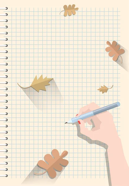 Een vel papier met een hand schrijven. — Stockvector