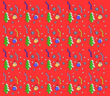 Christmas illüstrasyon köknar ağaçları ile.