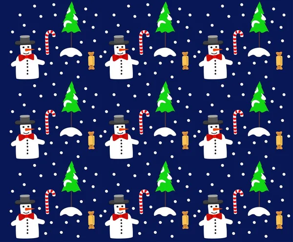 Fondo de Navidad con muñecos de nieve . — Vector de stock