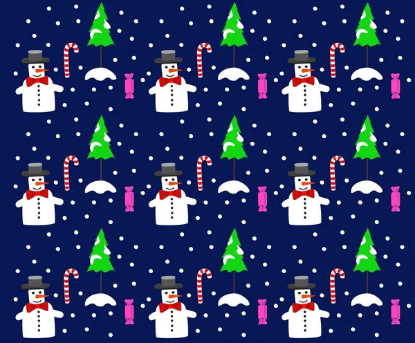 Fondo de Navidad con muñecos de nieve . — Vector de stock