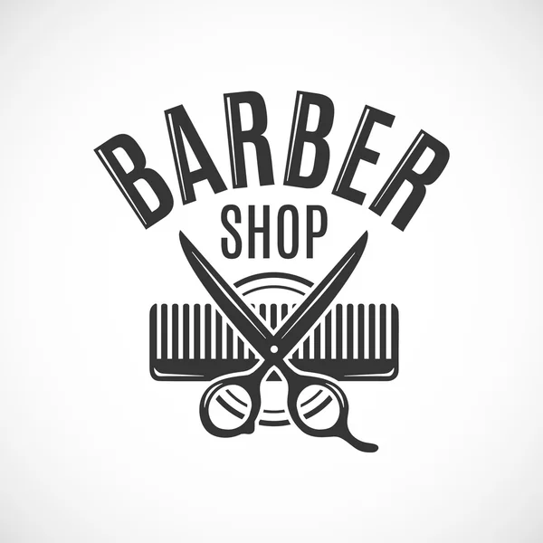 Barber shop wektor rocznika logo, etykieta, odznaka lub godło projekt. Na białym tle — Wektor stockowy