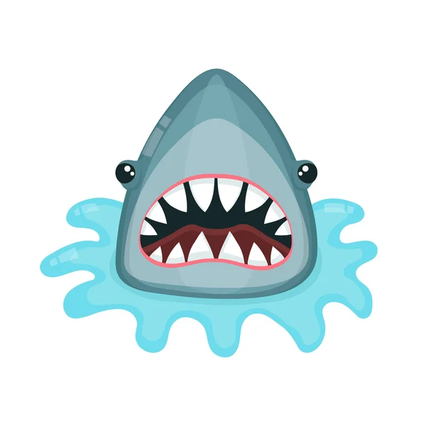 愤怒的鲨鱼矢量平面插画。白色背景上孤立 — 图库矢量图片