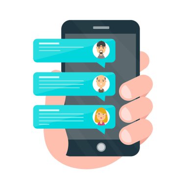 Arkadaşlar akıllı telefon ekranında gelen iletilere