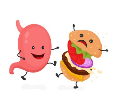 Mutlu gülümseme güçlü mide tekme burger