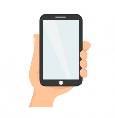 Bir yandan smartphone tutar. Vektör modern tarzı