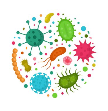 Bacterial microorganism in a circle.  clipart