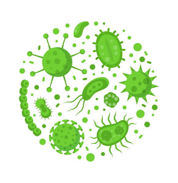Bacterial microorganism in a circle. 