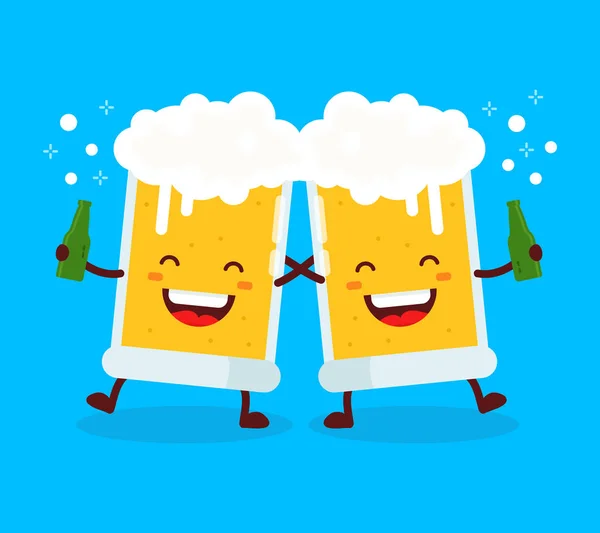 Két aranyos táncos szórakoztató barátja részeg sört szemüveg — Stock Vector