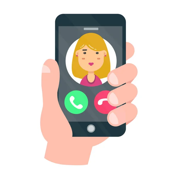 Incoming call on smartphone screen — Stock Vector