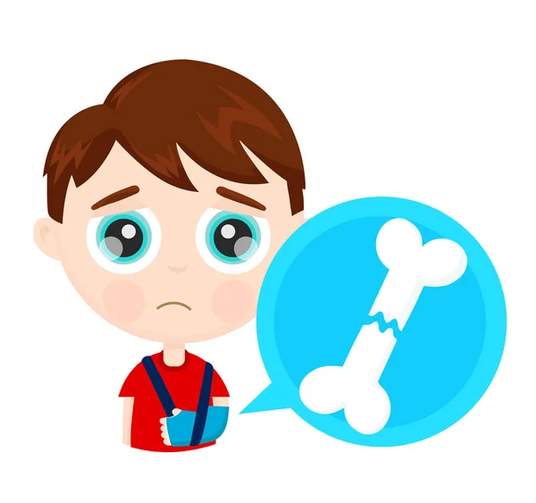 Cute sad little boy kid child with broken arm bone — Stock Illustration Cute sad little boy kid child with broken arm bone Royalty Free Stock Illustrations