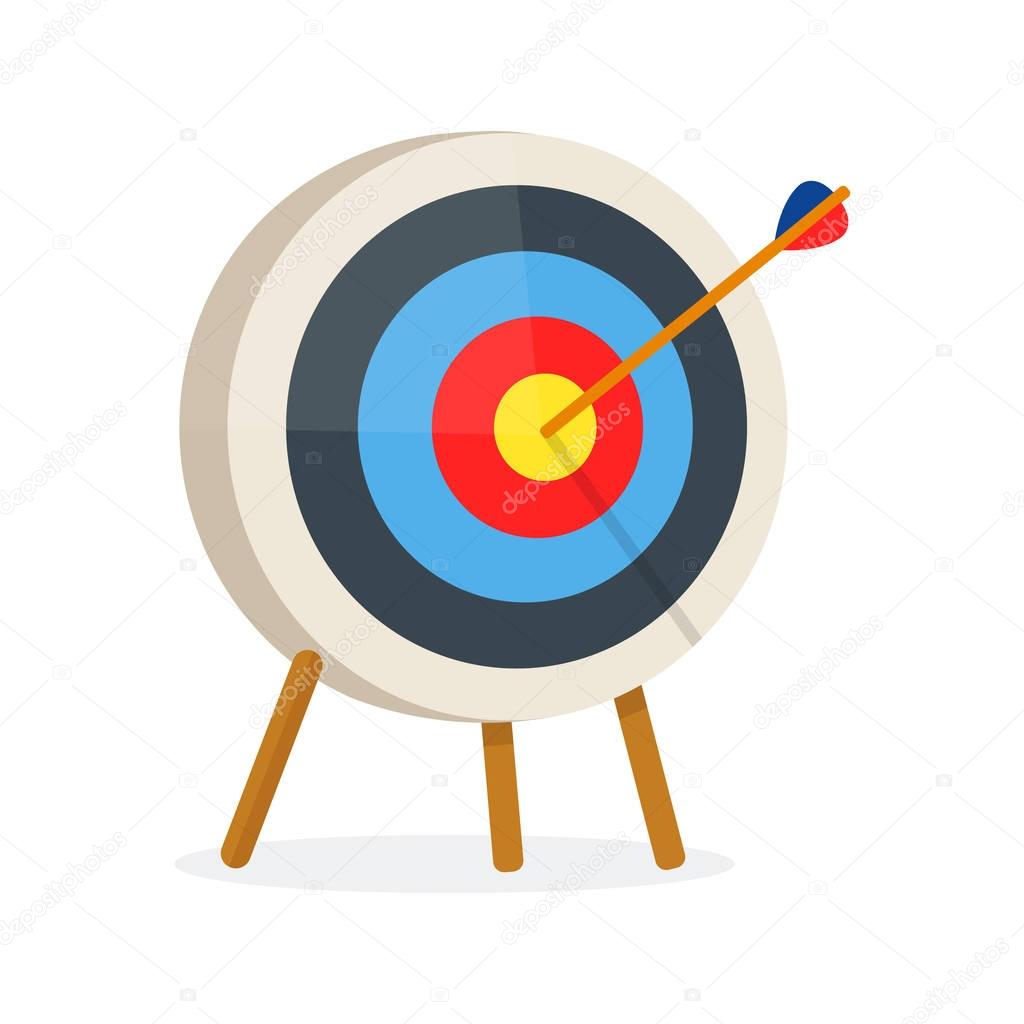 Target with arrow, standing on a tripod. 