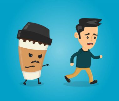 Kahve kağıt bardak adam adam çalışır. 