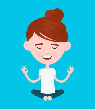Kadın bir lotus yoga poz rahatlatır. Vektör 
