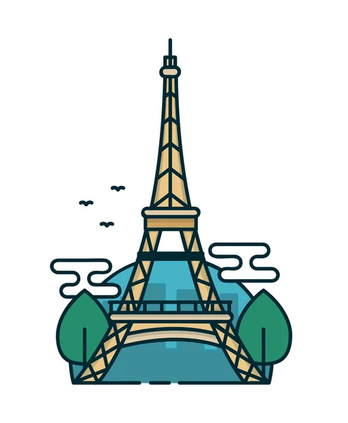 Πύργος του Άιφελ στο Παρίσι, δέντρα. Διάνυσμα σύγχρονη — Διανυσματικό Αρχείο