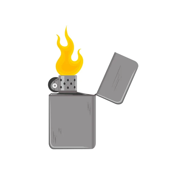 Old vintage lighter with fire. Vector — Stock Vector