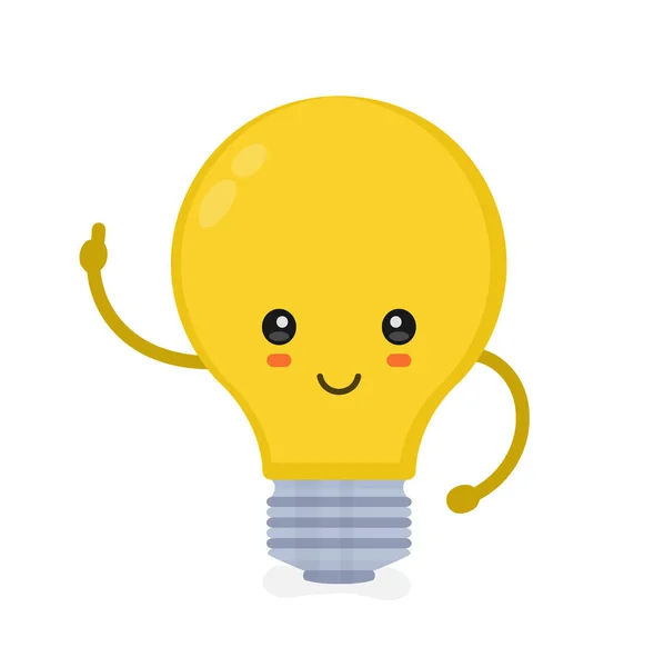 Cute smiling happy light bulb have idea. — Stock Vector