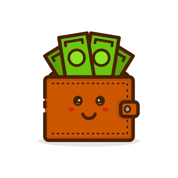 Cute smiling happy money wallet. Vector — Stock Vector