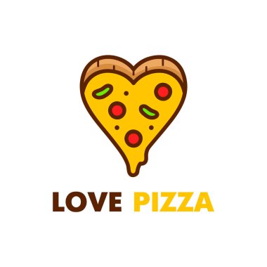 Pizza logo tasarım seviyorum. Vektör çağdaş çizgi 