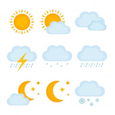 Hava tahmini, metcast işaretleri. Vektör 