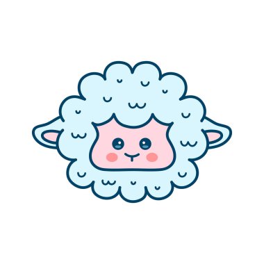 Sevimli koyun. kuzu yüz. Vektör çağdaş çizgi 