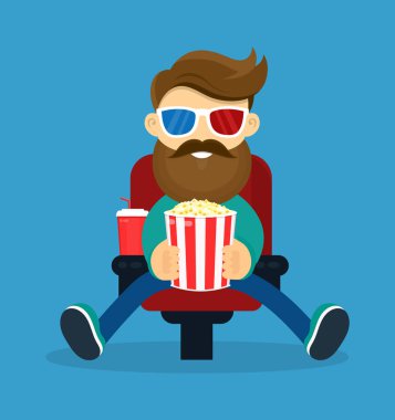 Mutlu gülümseyen sakal hipster delikanlı 