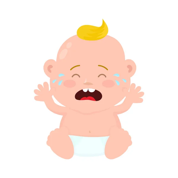 Triest huilende baby kind jongetje. Vector — Stockvector