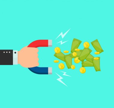 El büyük bir mıknatıs ile para çekiyor 