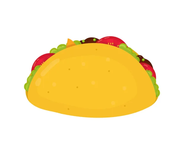 Νόστιμο taco. Διάνυσμα κινουμένων σχεδίων επίπεδη χαρακτήρα — Διανυσματικό Αρχείο