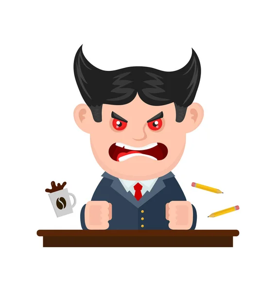 Cri de colère effrayant patron homme d'affaires . — Image vectorielle
