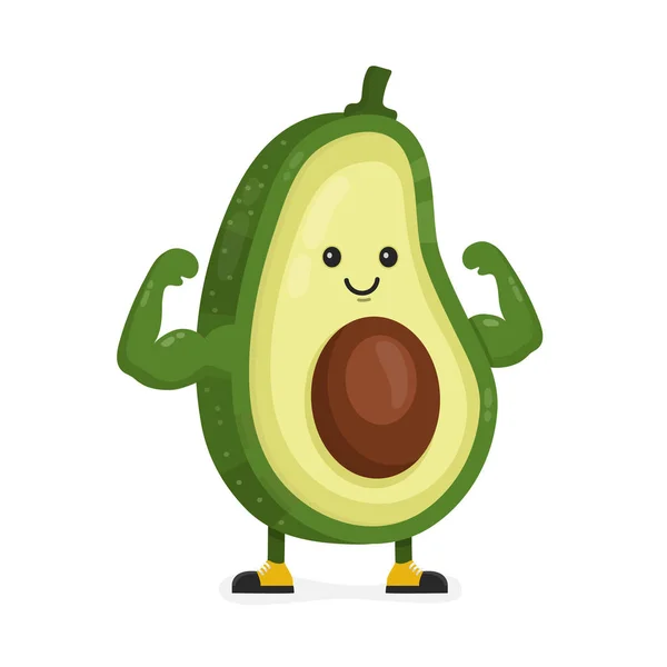 Милый счастливый сильный улыбающийся авокадо — стоковый вектор