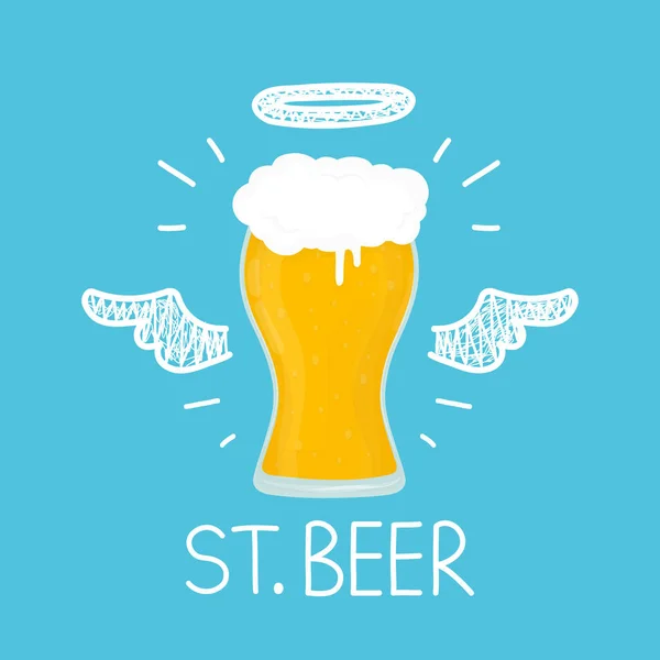 Conceito de cerveja do céu "St. cerveja" com anjo — Vetor de Stock