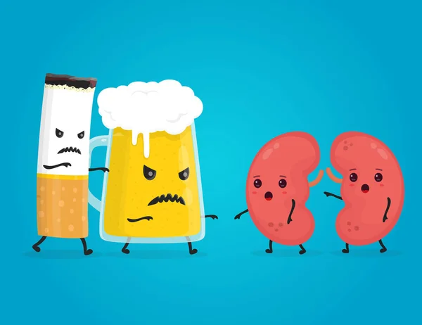 Alcohol y humo matan los riñones. Deja de beber. — Vector de stock