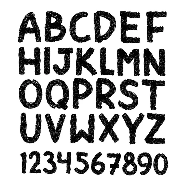 Arañado a mano dibujado letras y números — Vector de stock