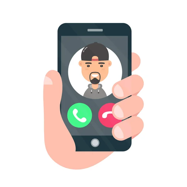 Incoming call on smartphone screen — Stock Vector