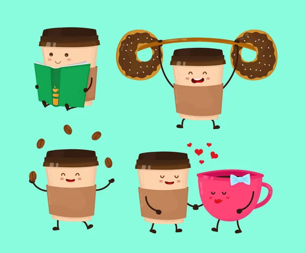 Koffie papier beker vector vlakke stijl cartoon — Stockvector