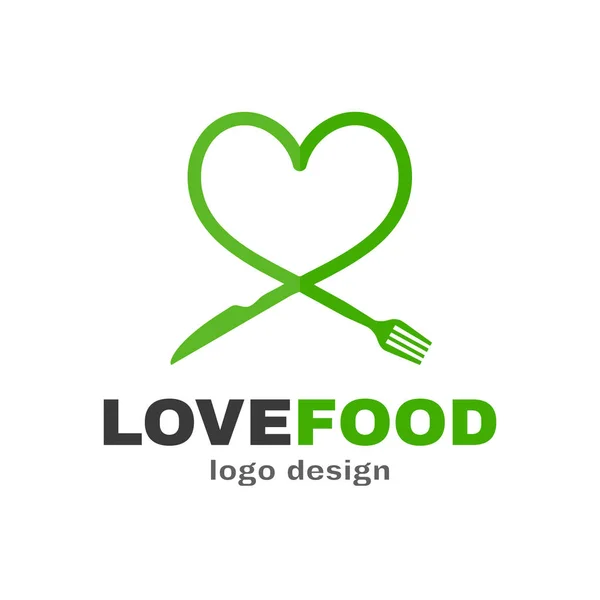 Любов до їжі сучасний стиль логотипу дизайн — стоковий вектор