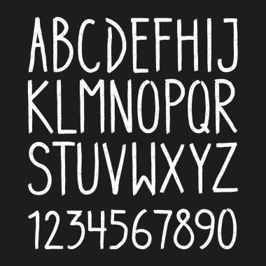 El çizilen harf ve rakam yazı tipi. 