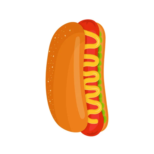 Hot dog isolé plat vecteur de dessin animé — Image vectorielle