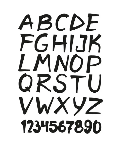Ручний шрифт намальованих літер і цифр . — стоковий вектор